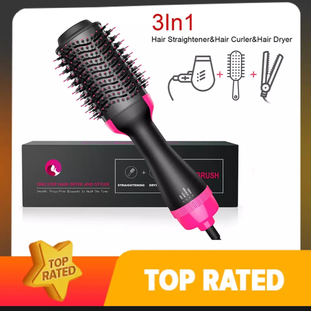 1000W Hair Dryer Hot Air Brush Styler and Volumizer Hair Straightener Curler Comb Roller One Step Electric Ion Blow Dryer Brush CLICK PICKS COLLECTION