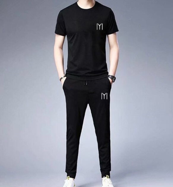 TRENDY IYI tag printed  black Tracksuit for Boys/men  half Sleeves T-Shirt & Trouser T gym wear Tshirt soft and comfortable summer wear track suit round neck comfy fabric  Teeshirt  for Summer casual gym wear Collection for game lovers Elegant Trendy Wear