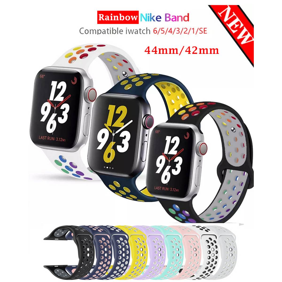 Soft Silicone Sports Band Wrist Strap For Apple Watch 45mm Ser 7 / 42mm  Series 1 2 3 / 44mm Series 4 5 6 / T500 / T500 Pro Apple iWatch Replicas:  Buy Online at Best Prices in Pakistan | Daraz.pk
