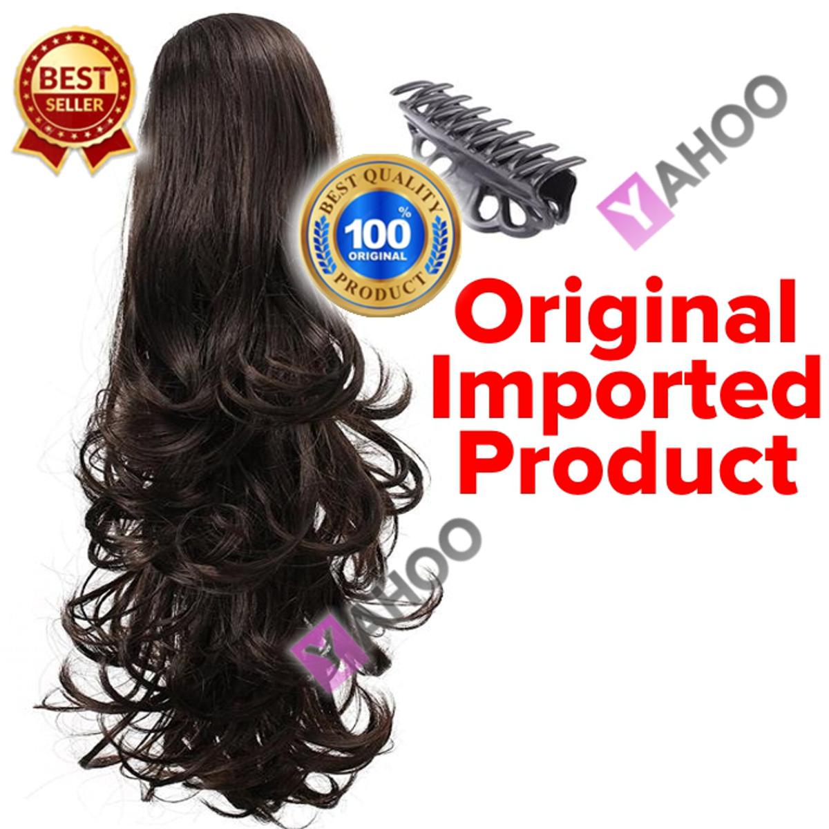 Curly Synthetic Clip On Hair Extension - Dark Brown Long Curly Ponytail Hair Extensions With Claw Clip in 28 inches Ponytail Hairpiece Weave Pony Tail Synthetic Hair