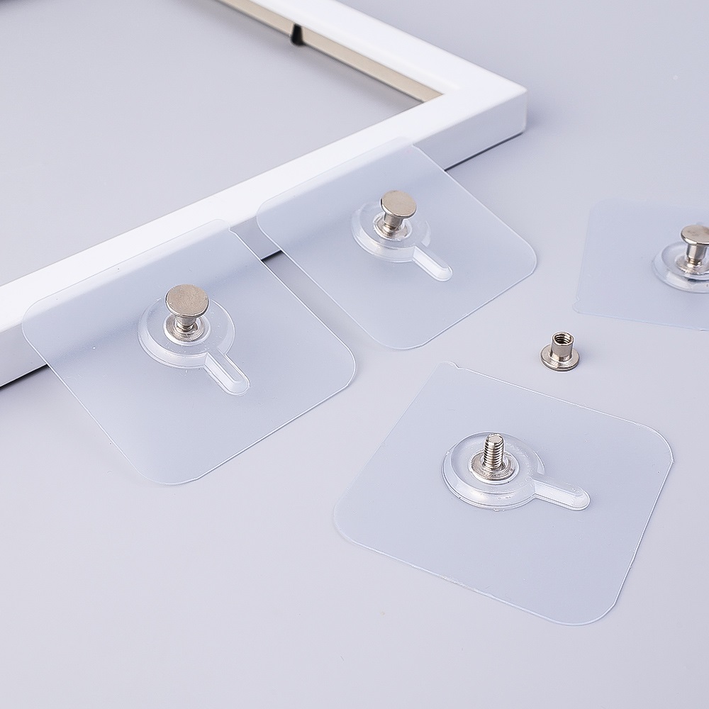 2/6pcs Strong Adhesive Nails Wall Poster Seamless Wall Hook Waterproof Durable Transparent for Kitchen Bathroom Screw Hook Hanger Picture Photo Frame Painting Self Adhesive Wall Screw Sticker PVC