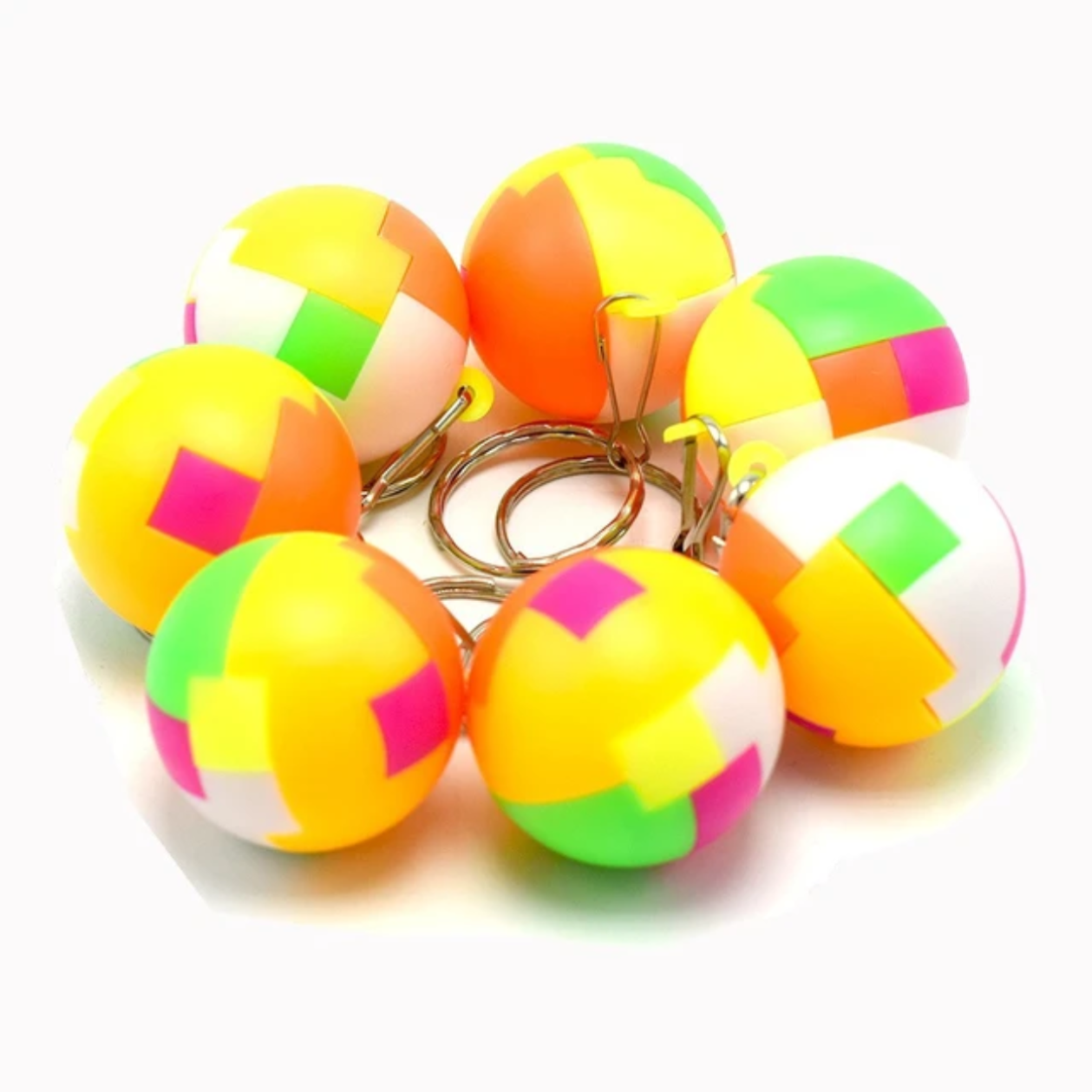 6 Pcs Puzzle Keychain Set – Square & Round Brain Teaser | Mini Cube & Sphere Keyrings for IQ Test | Educational Fidget Toys for Party Favors |  Pakistan