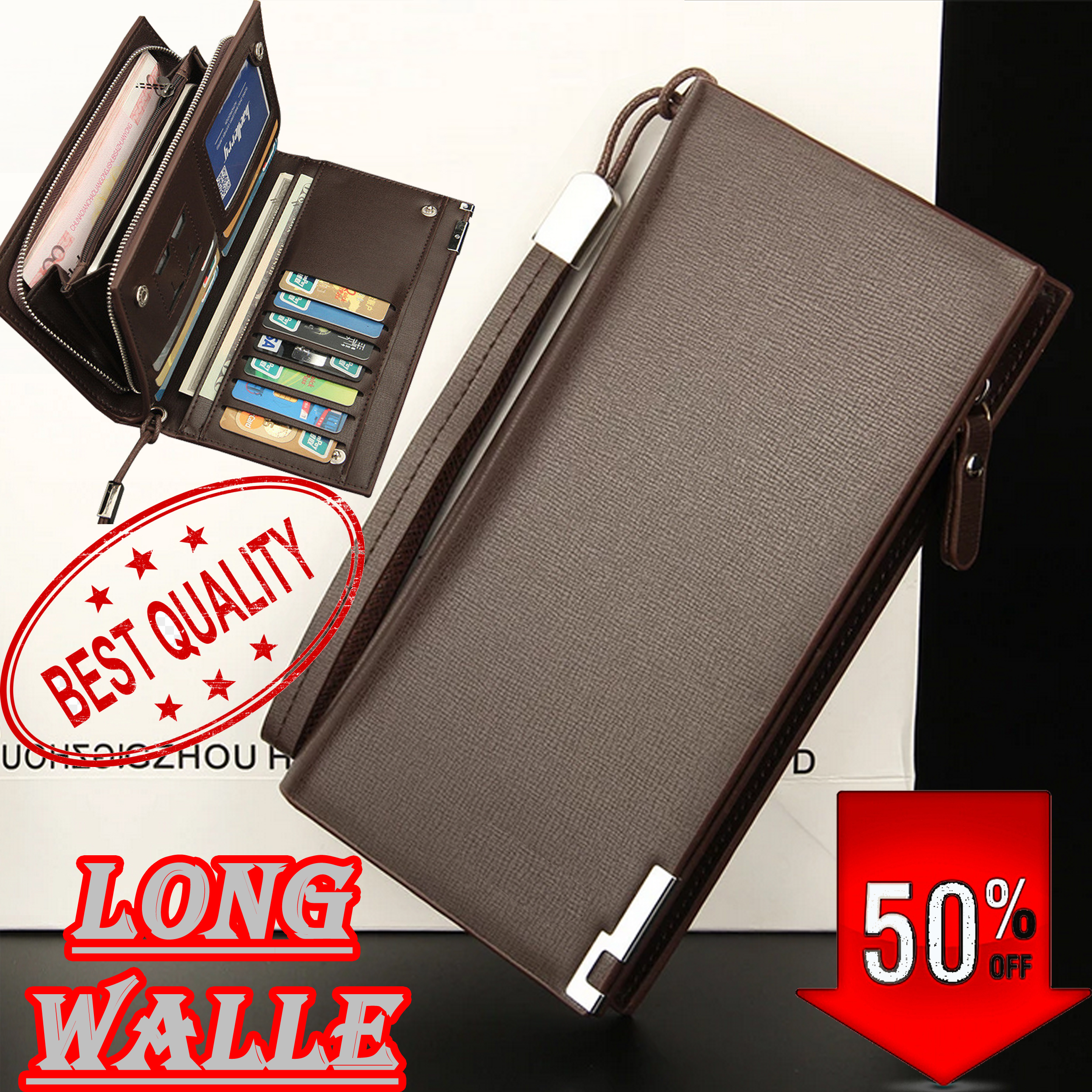 Best Long Mobile Wallet - Genuine PU Leather Wallet - Money Cash Holder - Best Cardholder - Multi Pockets Wallet For Mens - Stylish Gift For Loved One - Best Fashion Slim Wallet - Buckle Zip Large Wallets - Business Travel Multi Pockets Purse For Boys