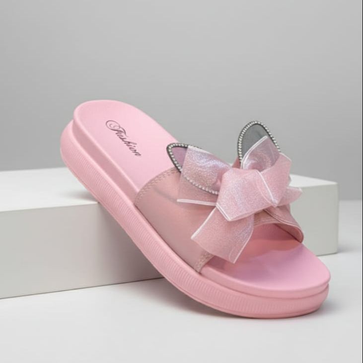PVR Women Fashion Slippers with Big Bow | Soft Sole Comfortable Indoor & Outdoor Slides
