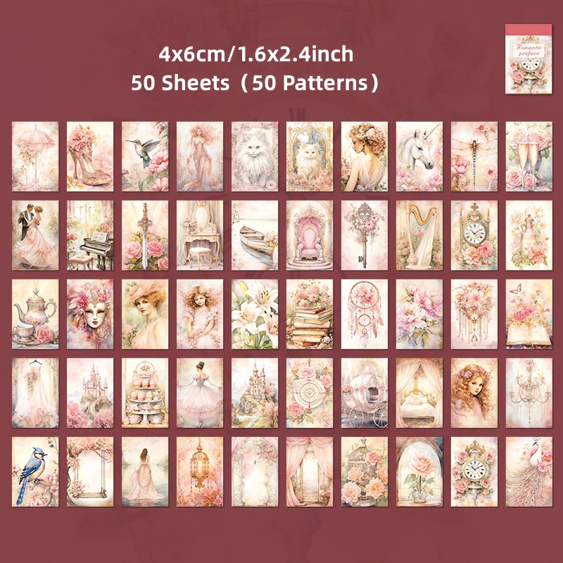 RHS Online 50PCS Romantic Preface Series Washi Stickers Diary ...