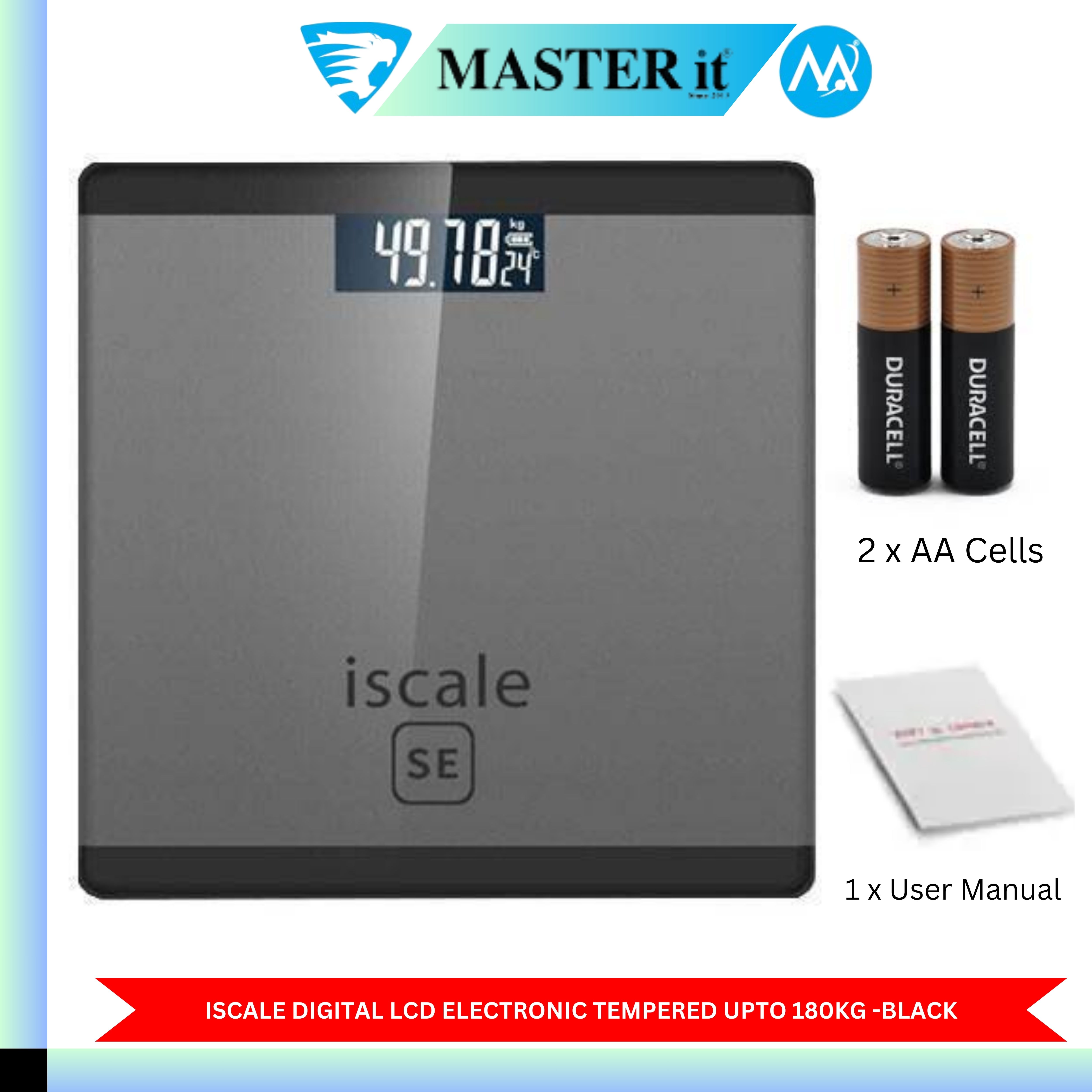 Upto 180kg iScale Rechargeable Weight Machine - Digital Heavy Duty Electronic Weighing Scale with Dual LED Display - Heavy Electric Weight Machine With Durable Steel Quality - For Home & Personal Use - Black/Golden/Pink/Silver