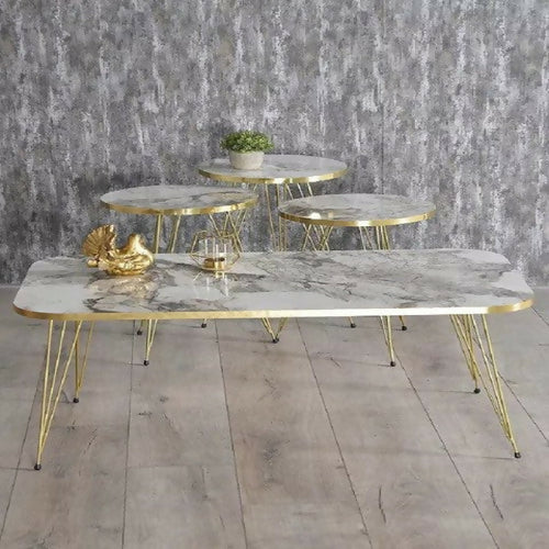 Mdf Wood Round Nesting Table With Metal Stand Set of 3 Round table Table Decoration coffee table round coffee table dining table Nesting table set Side Table Coffee Table nesting table Decor