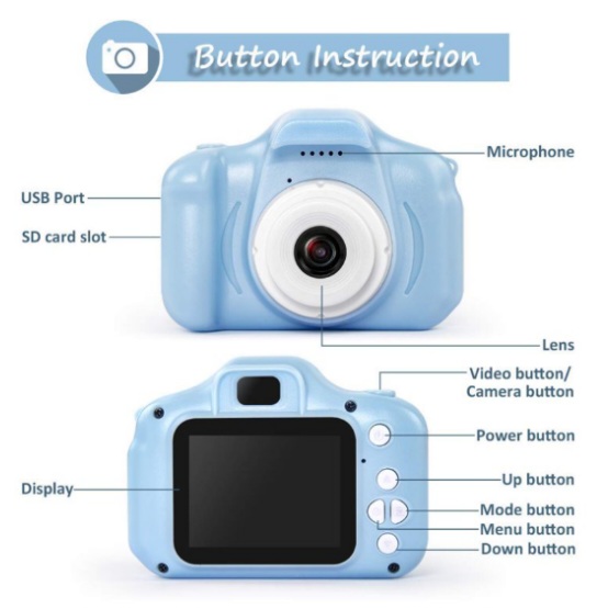 Mini Portable Digital Camera For Children IPS Display Can Take Pictures & Video Built-in Rechargeable Battery