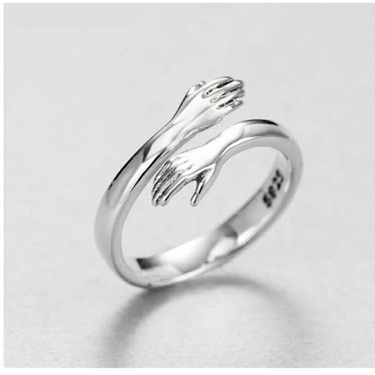 Hug ring, Hand ring, Hugging Hands ring, Hold me tight, Adjustable ring, Love ring, Support ring, Silver hug ring, Silver hand ring