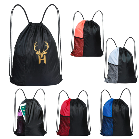 HHH Drawstring Bags, Swim Sport Sack PE Bags Water Proof Drawstring Gym Bags for Kids Adults with Outside Zipper and Mesh Pocket Swimming Sports Bag for School, Sports, Swimming, Gym, Travel
