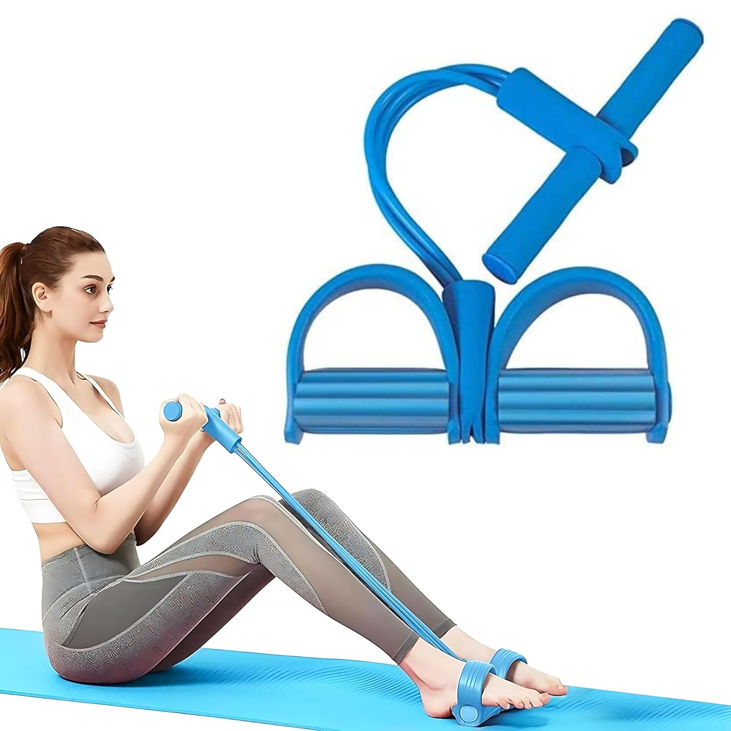 Fitness Four Latex Tubes Tummy Trimmer for Men & Women - Ab Exercise Equipement, Abdominal Workout for Home & Gym Use - Stomach, Abs, Belly Exercise