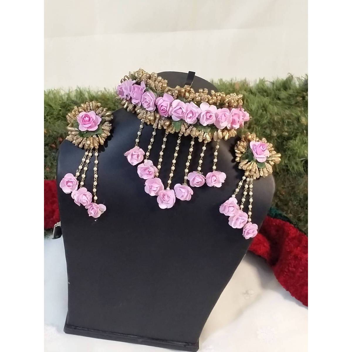 Pink \u0026 Golden Flower Jewelry Necklace 
