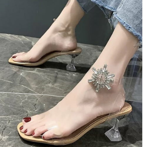 transparent sandals heels