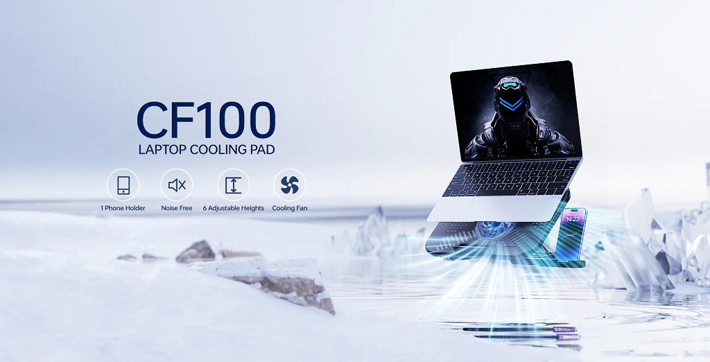 RAPOO CF100 Laptop Single Fan Cooling Pad with 6-Level Adjustable Silent 130mm Fan and Multi-Functional Phone Stand for Laptops up to 14 Inches Black 9 b21bd6d3a9995793e3ac608d1cf7220a
