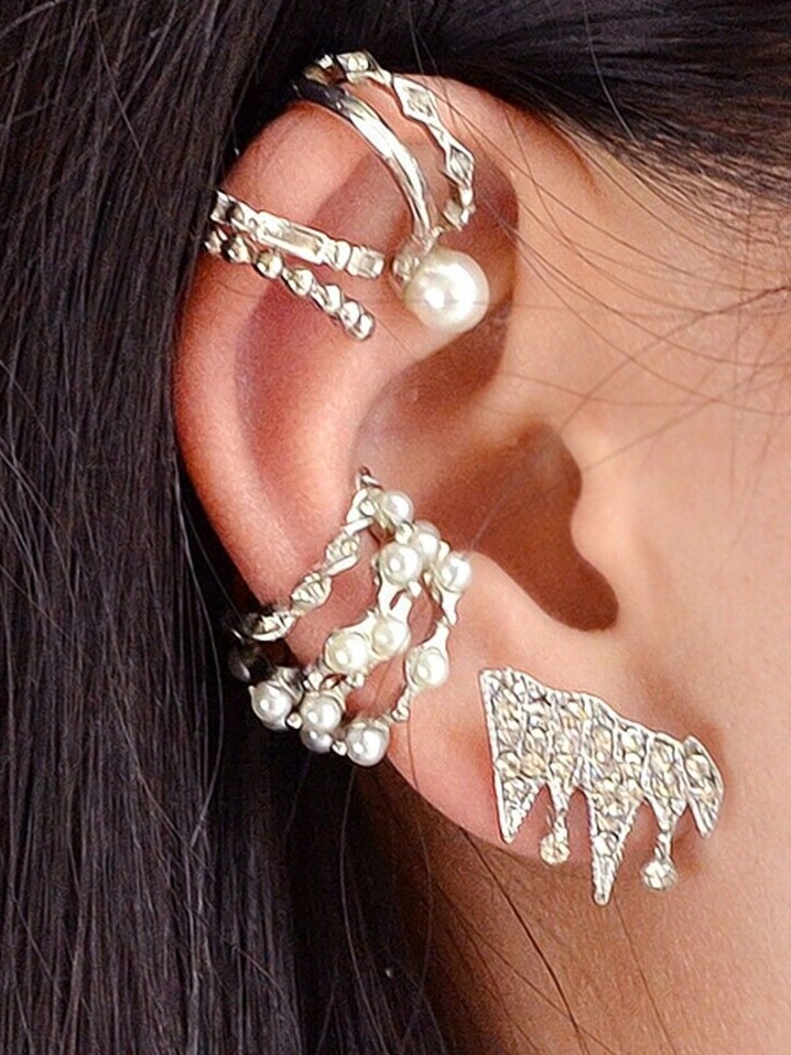 1 Ear- Classy Trendy 9 Pieces Elegant Royal Cuff & earrings earrings for girls stylish earrings for girls stylish korean fashion fashion jewellery shop jewelry fine jewelry earring jewellery collection jewellery fashion jewelry fashion accessory fashions