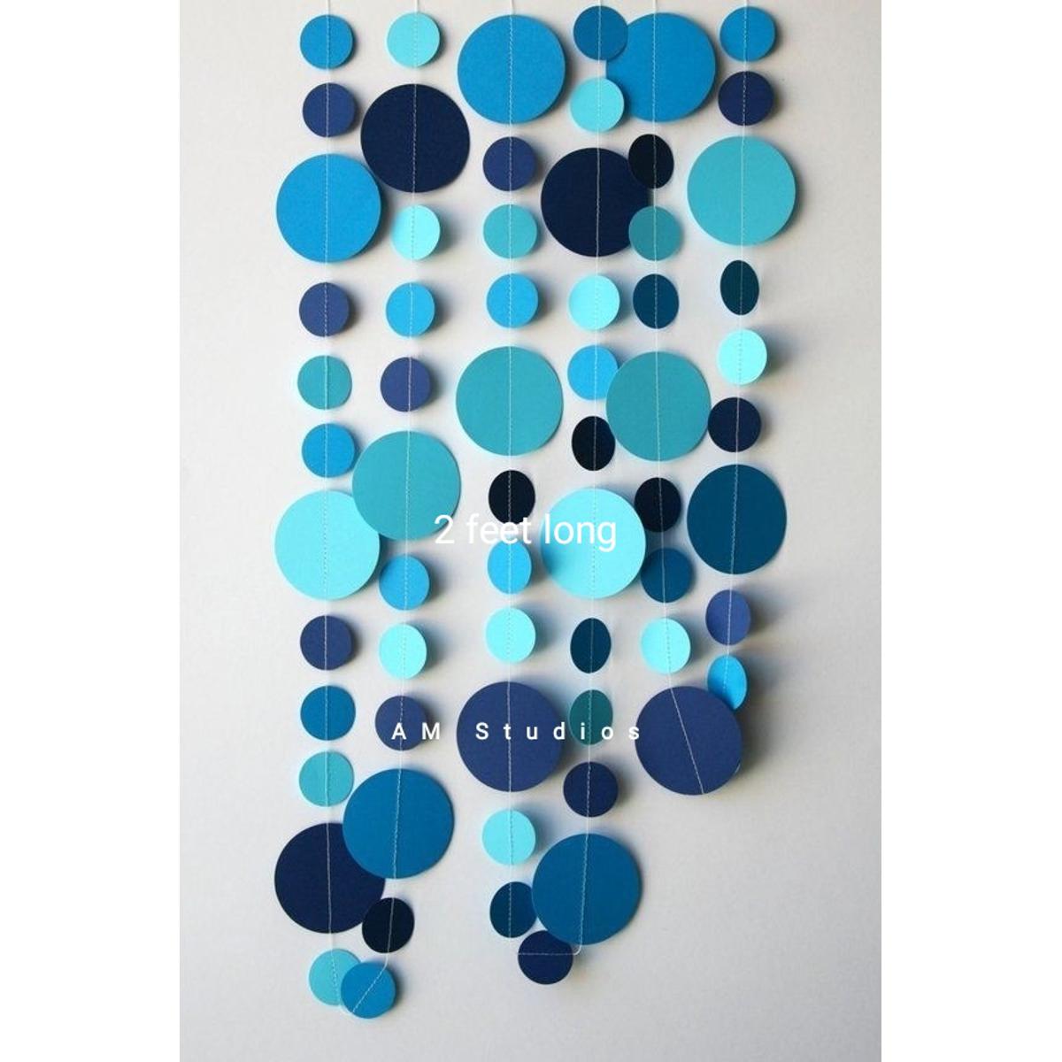 6 Blue & black circle string curtain (3 sizes available) for Walls, Door and windows, School College University Farewells Photo Booths, Cake Toppers Birthday, Baby Shower, Party Festivals Decor Center Table, Bedside, shelves, wedding