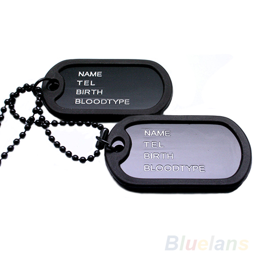 Military Army Style Black/Silver/Dog Tags Pendant Chain Necklace