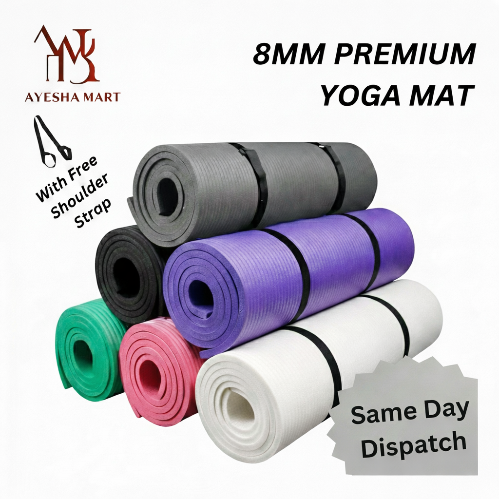 8mm Yoga Mat Extra Thick Non Slip Exercise & Fitness Mat for All Types of Yoga, Pilates & Floor Workouts, (72" x 24"W x 8mm Thick)