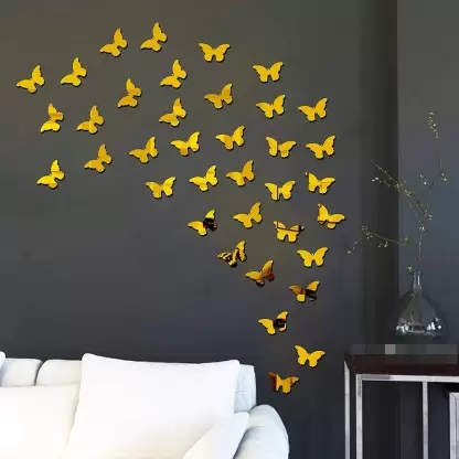 Pack of 30 Wooden Butterflies | 3D Butterfly Wooden Wall Decoration Items for Home, Bedrooms Inspire Kids and Look Decent