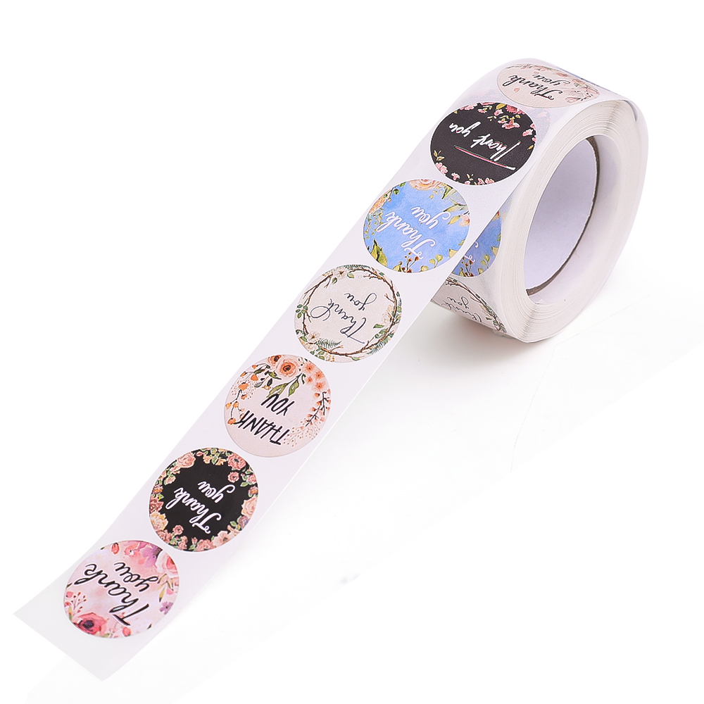 500pcs/Roll Round Flower Thank You Stickers Seal Labels For Gift ...