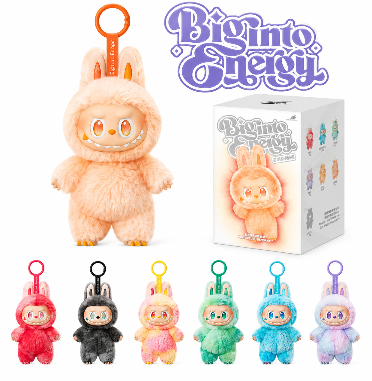 Labubu Doll Blind Box v3 Big Into Energy  7inches / 17cm Original Size Pop Mart Labubu Dolls Toy Key Chain Labubu Plushie Monster  Labubu Big Into Energy Collection with Hanging Loop