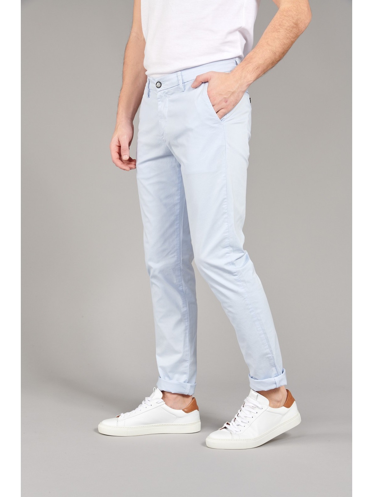 Men's Stretchable Chino Pants Full Length Regular Fit in Solid Colors