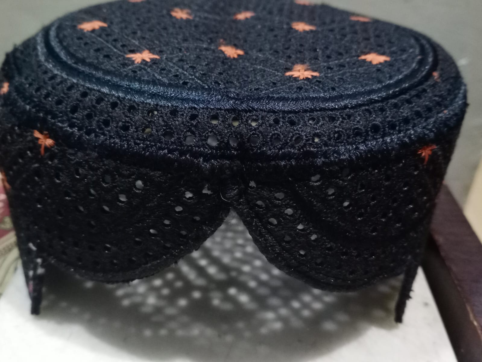 Sindhi Topi - Black with Yellow Strips 