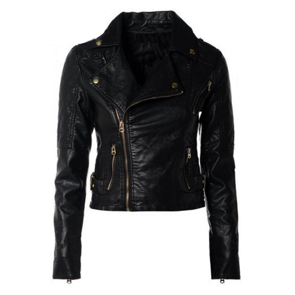 Black Ladies Leather Jacket For Women