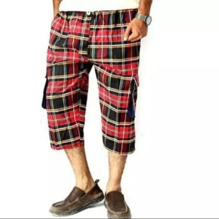 Pack Of 2 - Summer Cotton Quarter Shorts For Men (Checked Print) - Multicolor
