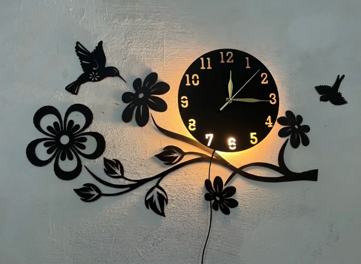 3D Floral Bird Quartz Wall Clock for Home and Office Decor Wall Clock 3D Wooden Watch DIY Design Decoration Quartz LED bird For Home Living Room