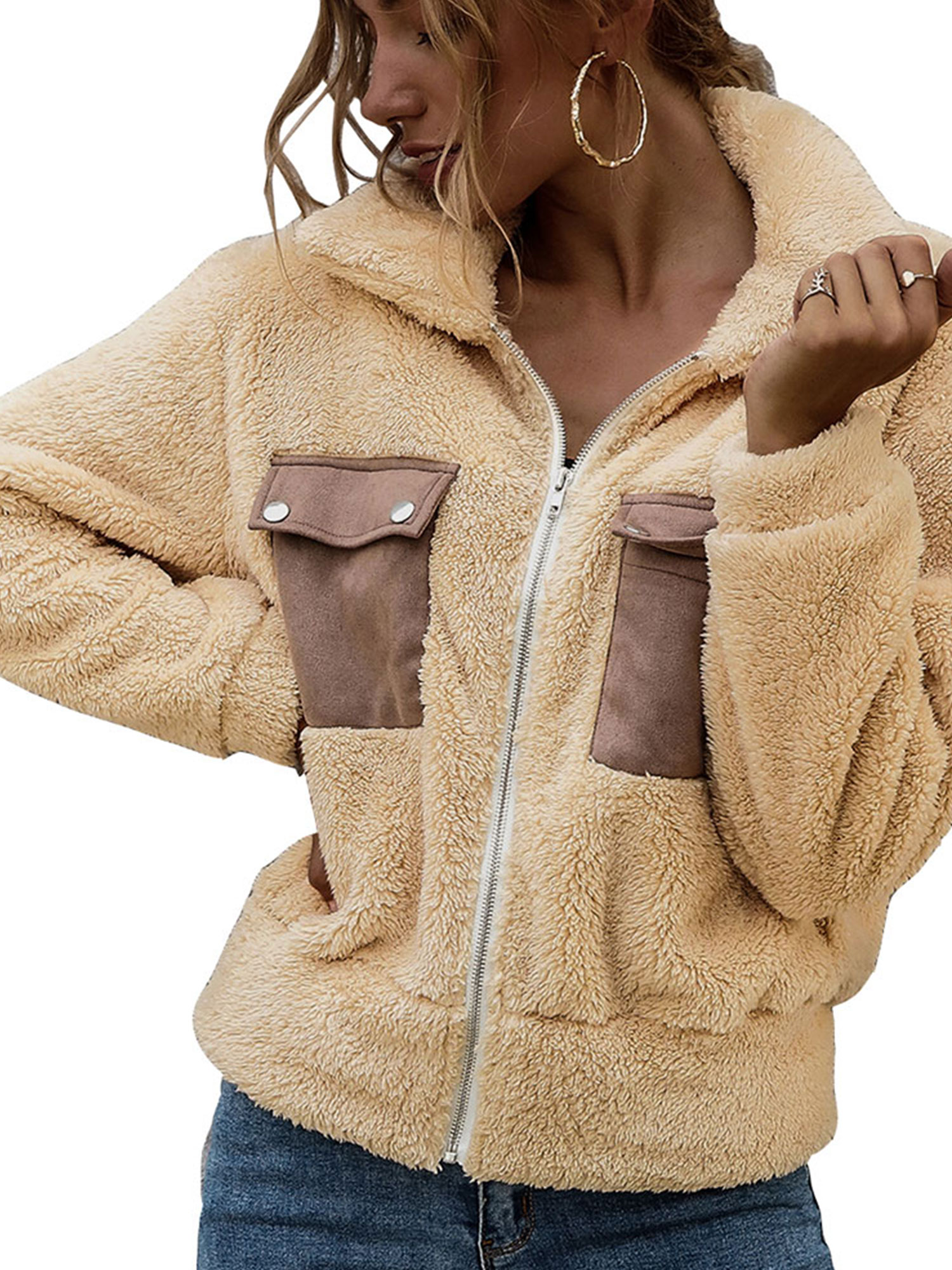 womens faux sherpa jacket