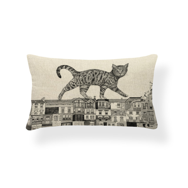 Animal Bird Cushion Cover Dachshund Dog Pillow Case Geometry Classic