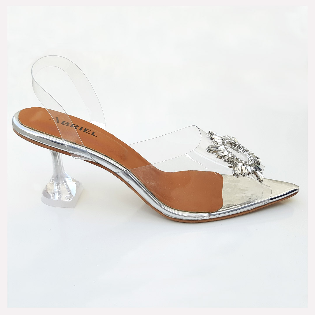 CINDERELLA - Women's Crystal Silver Transparent Heels