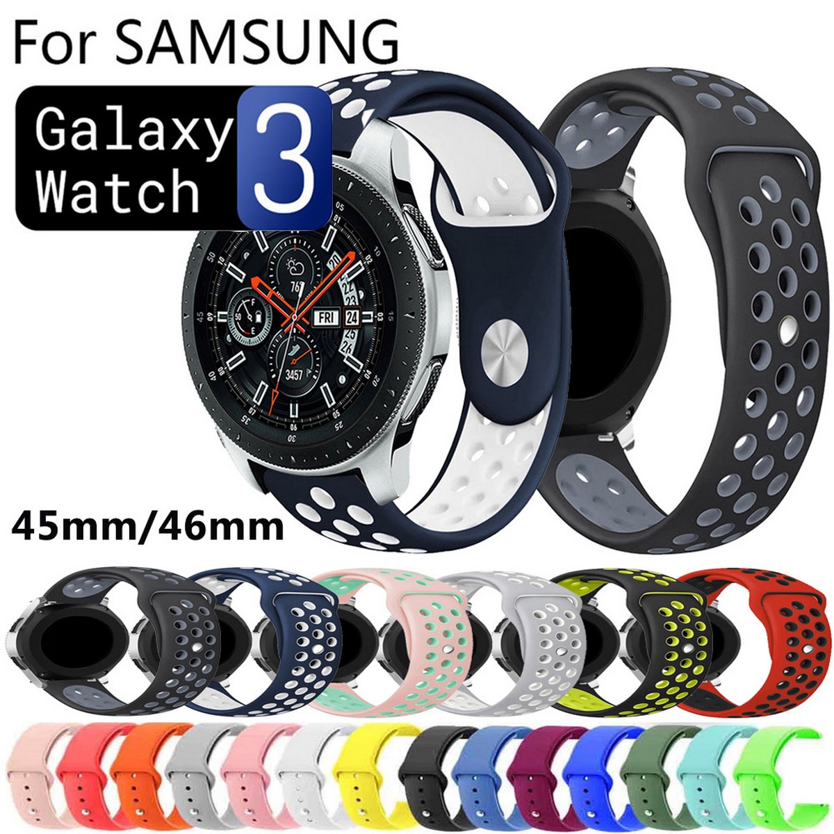 Silicone Sports Strap Band for Samsung Galaxy Watch 3 45mm 46mm S4 ,Gear S3  Frontier \u0026 Classic 22mm Pin Size: Buy Online at Best Prices in Pakistan |  Daraz.pk