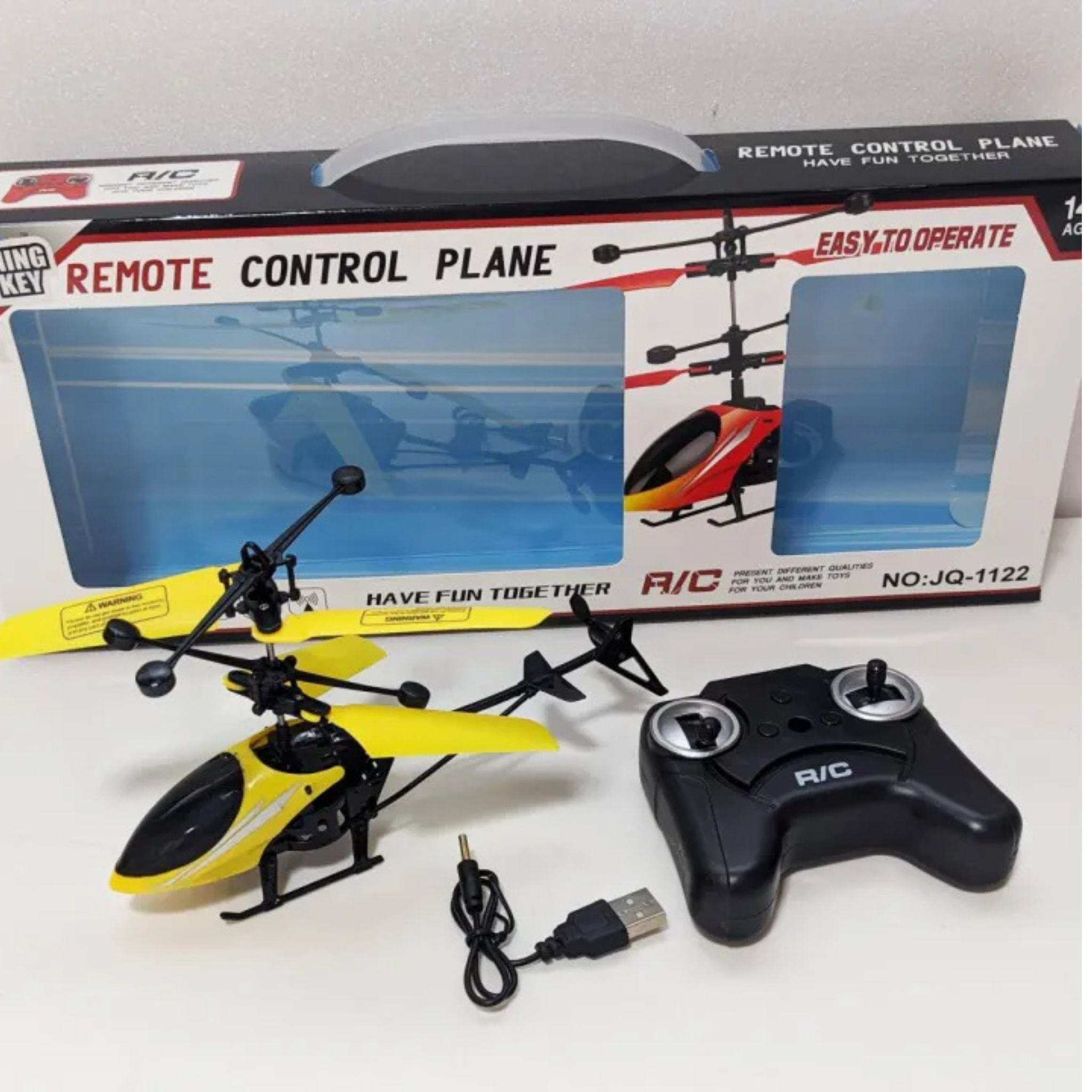 Rechargeable Remote Control Helicopter Toy - RC Drone with LED Lights, Infrared Induction, USB Charging, Durable Flying Toy for Kids & Adults (14+), Easy-to-Operate RC Plane JQ-1122