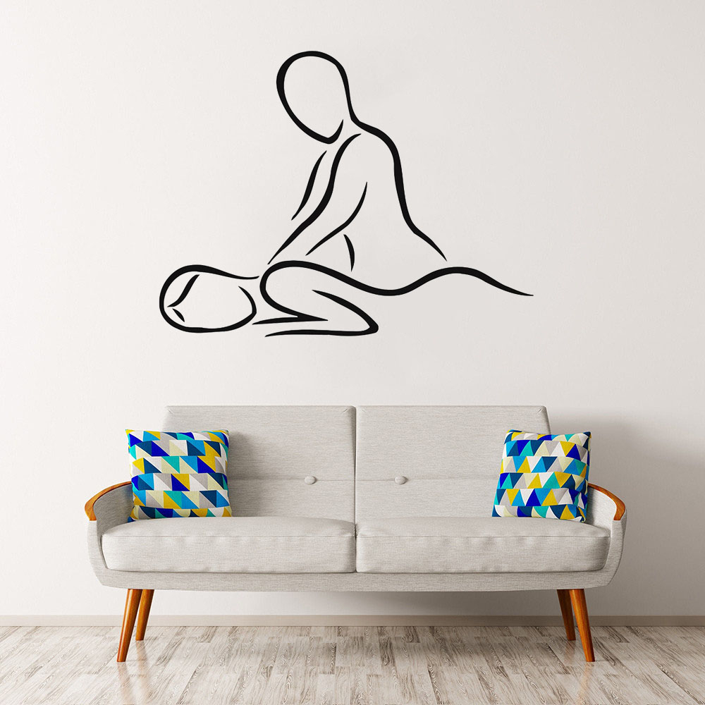 Massage-Therapie Wandaufkleber – 44x91 Cm, Dunkelblau, Aus Vinyl, Selbstklebend Für Spa, Salon Oder Zuhause