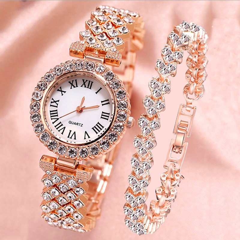 Full Rhinestone Steel Belt Ladies Watch Roman Face Stars Temperament Business Women's Watch Bracelet Watch