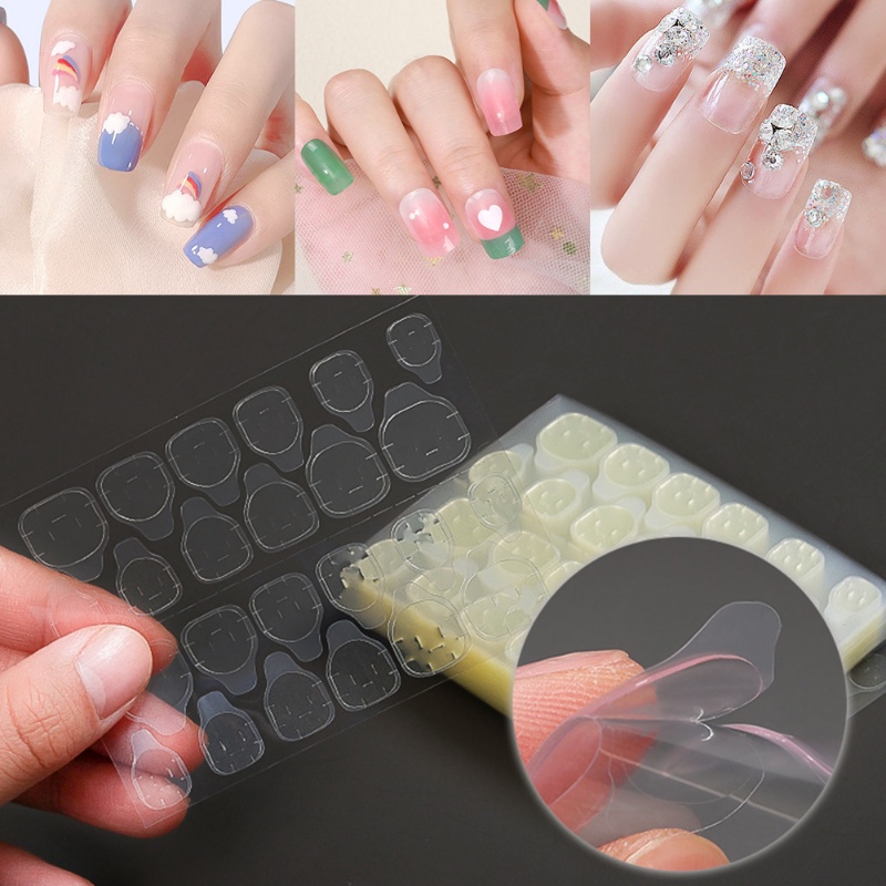 120Pcs/5sheets False Nails Sticker Transparent Double-Side Adhesive Tapes Stickers Press On Nail Tips Extension Stick Tools