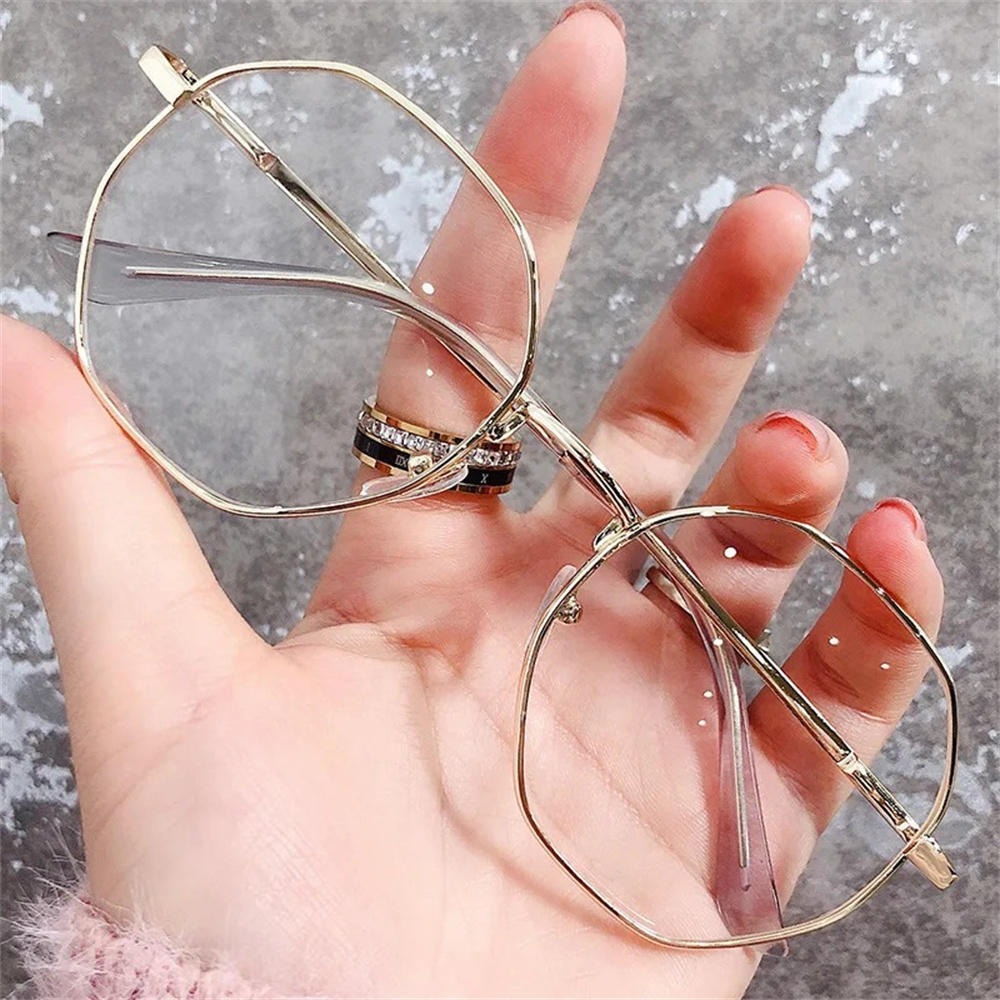 Optical Sunglasses Fashion Ins Trend Octagonal Anti-Blue Light Glasses Uv400 Protection Anti-Blue Light Vintage Eyeglasses for Computer Outdoor Travel Daily Wear Fashion Accessory Women Office Use