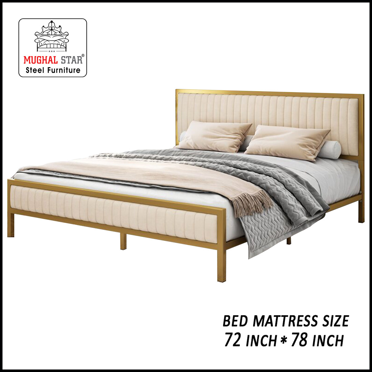 Super Delux Bed, Iron Bed, Double Bed, Mughal Star Steel Furniture