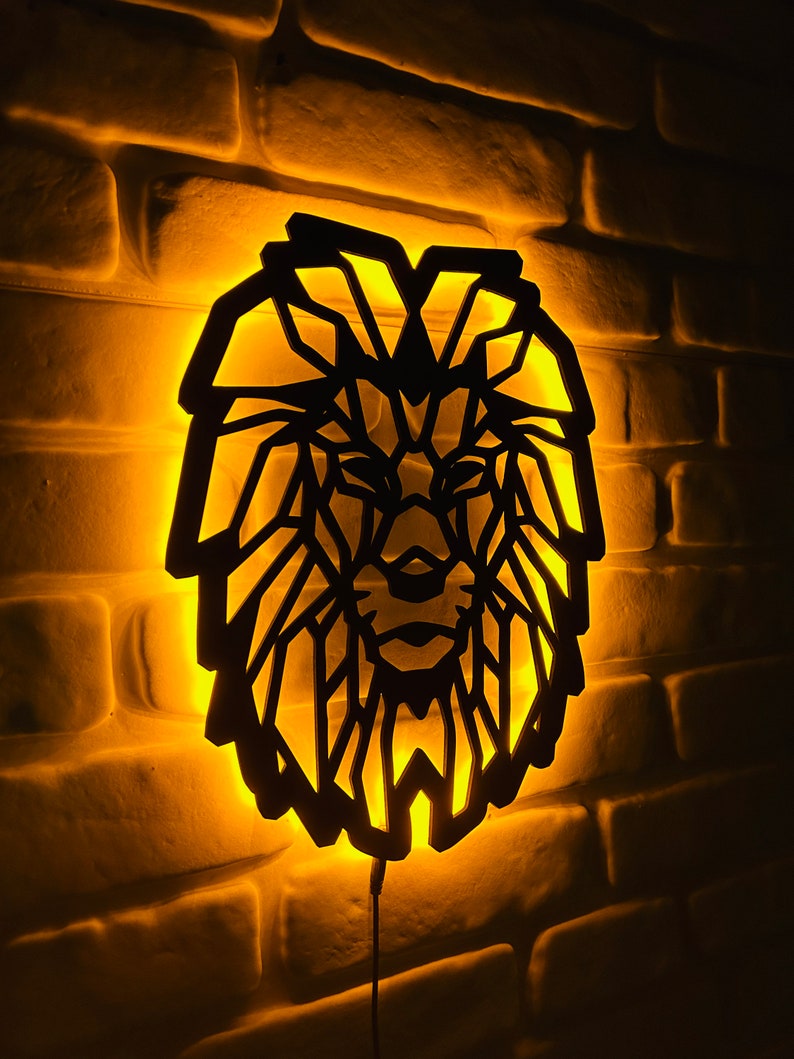 Polygon Tiger LED Wall Light – 7MM Thick Gaming & Kids Room Decor – Modern Geometric Night Lamp