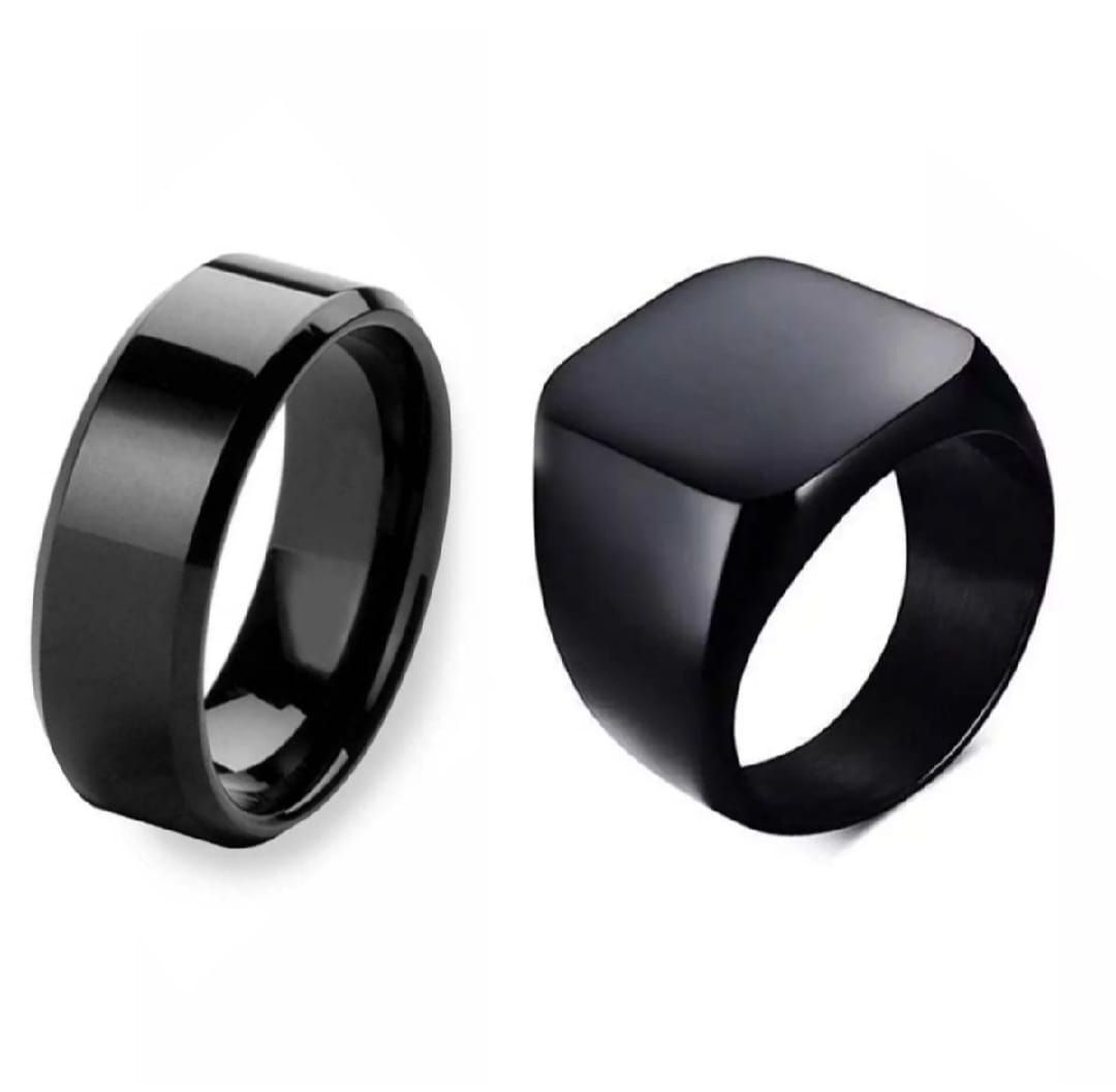 Black Ring & Men Black Challa Pack of 2 Rings For Fashion Men