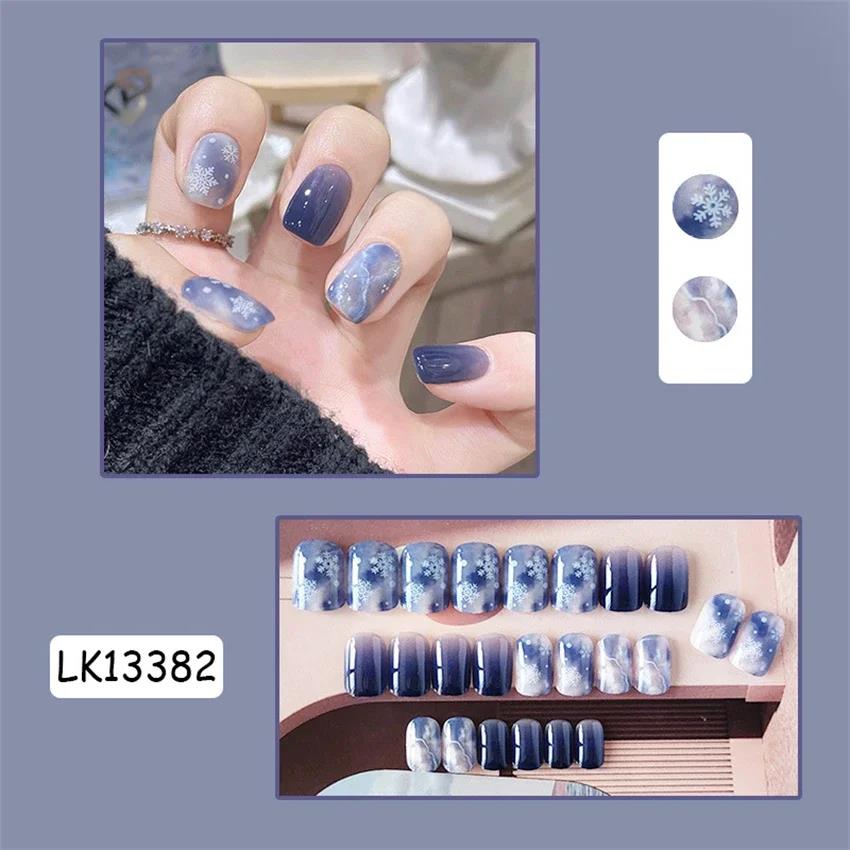 Ain Katy Geometric Elegance Press-On Nails – 24pcs, Black Ballerina Style, Long Flexy Gel