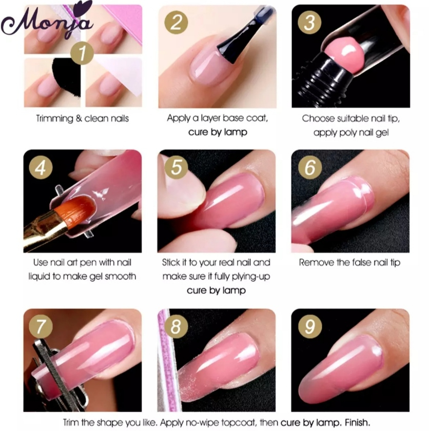 6/8 Pcs/Set Nail Art UV Quick Extension Nail Kit Glitter Poly UV Builder Gel Nail Tip Color Nail Tip French Nail Tip Form DIY Manicure Tool Set