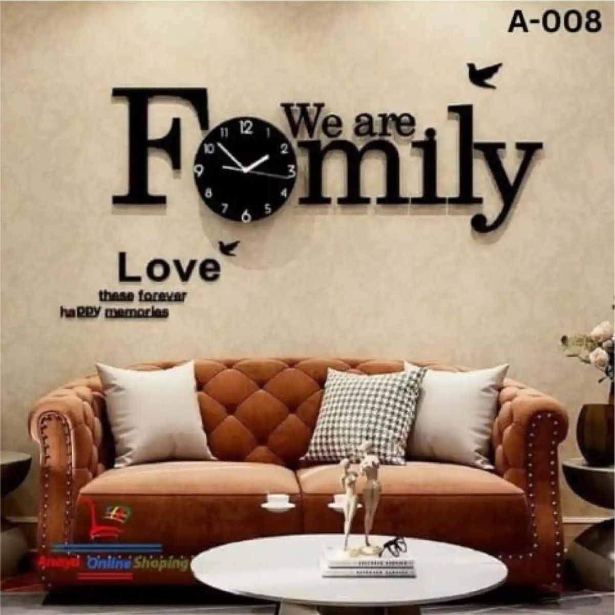 Deer On Tree,3D Wooden Heart Shape butterfly with light led Wall Clock Home Decor Kids Room with Birds