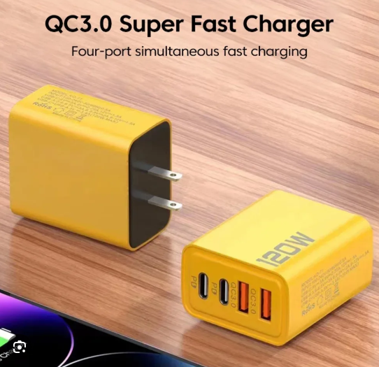 Mobile Charger Adopter 120 Watt , Yellow Mobile Charger , Best Mobile Charger Adopter