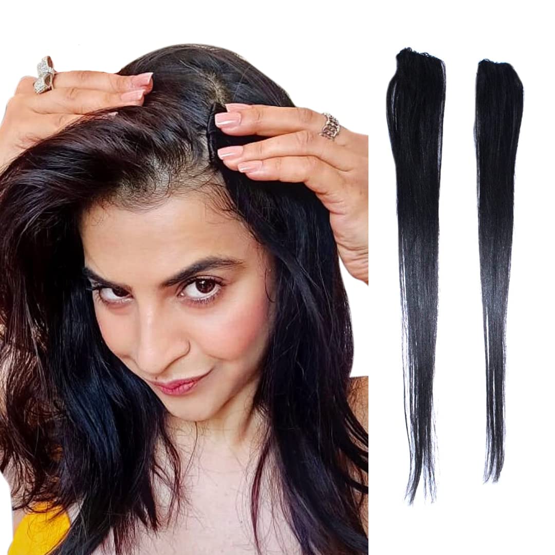 Pack Of 6 Long Straight Synthetic Clip in on Hair Extensions Piece Bundle Offer - Black