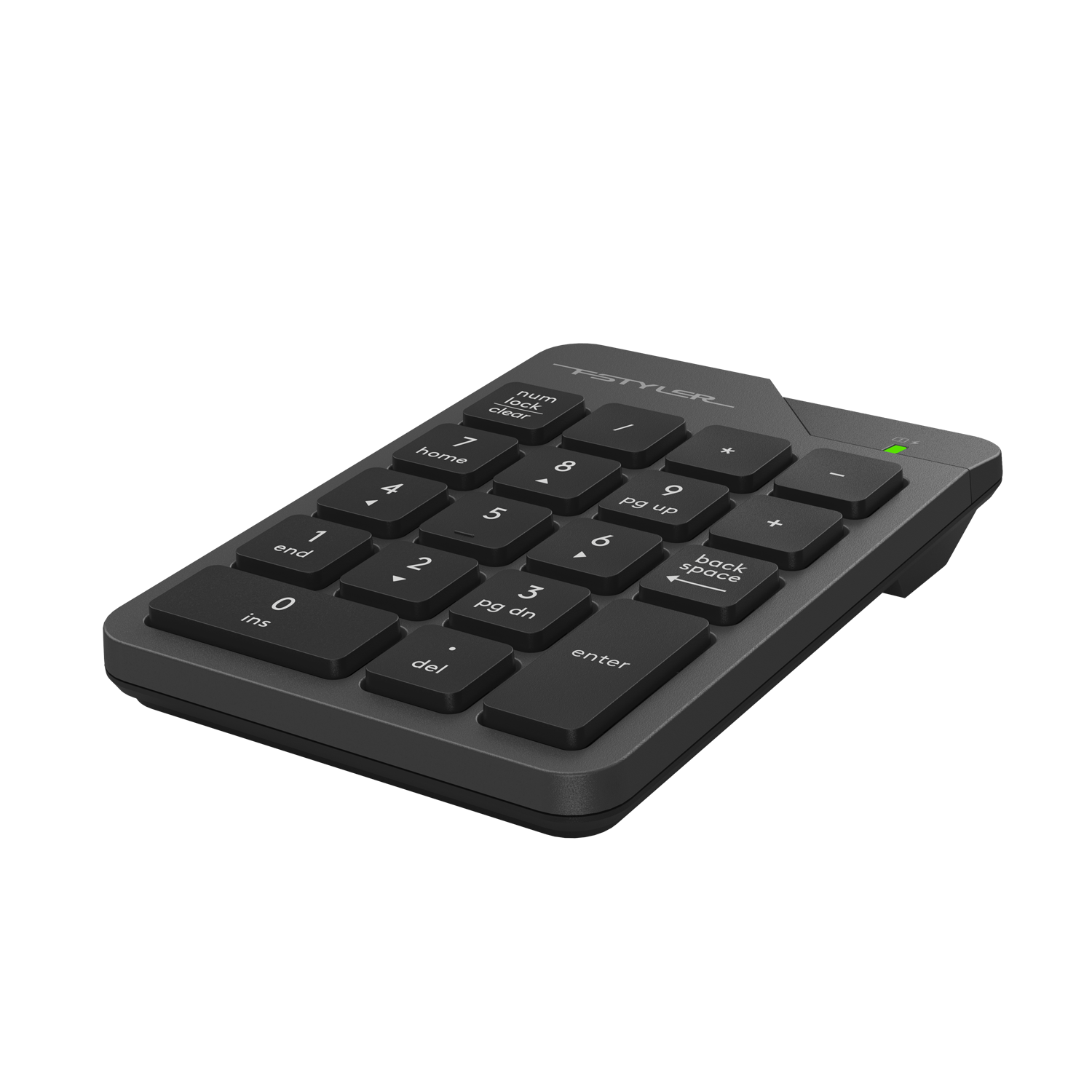 A4tech Fstyler FGK21C 2.4G Wireless Numeric Keypad - Backspace Key - USB C Rechargeable - For PC, Laptop - Grey
