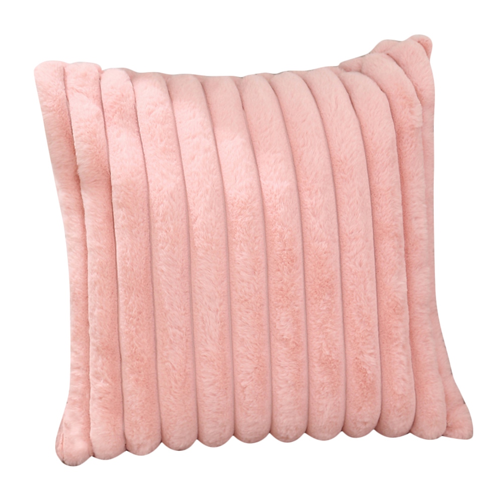 Pink Plush Decorative Throw Pillow Covers Fuzzy Striped Soft Pillowcase Cushion Covers for Sofa Couch Bedroom 45X45CM Daraz.pk