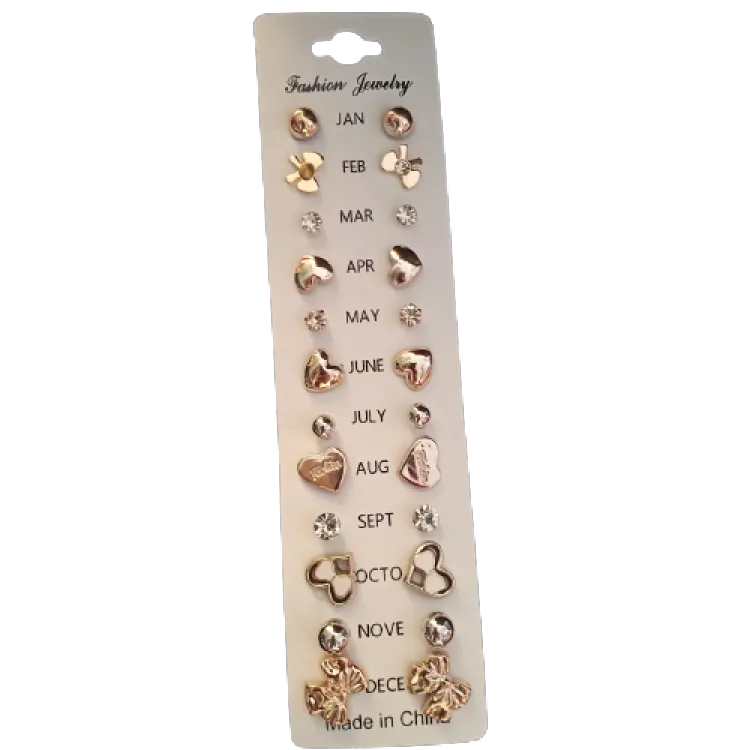 12 Pairs Diff Style Ear Stud Earrings Korean Fashion Cute Small Stud Earring Set Casual/Office Wear Earring Tops Stone Pearl Kaan ke Tops Latest Trendy Ear Rings for Women & Girls